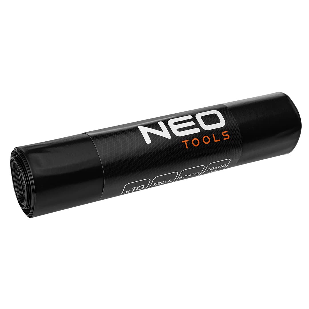 NEO TOOLS vrečke za gradbeni odpad, črne, 120L, 10 kos, 70 mic