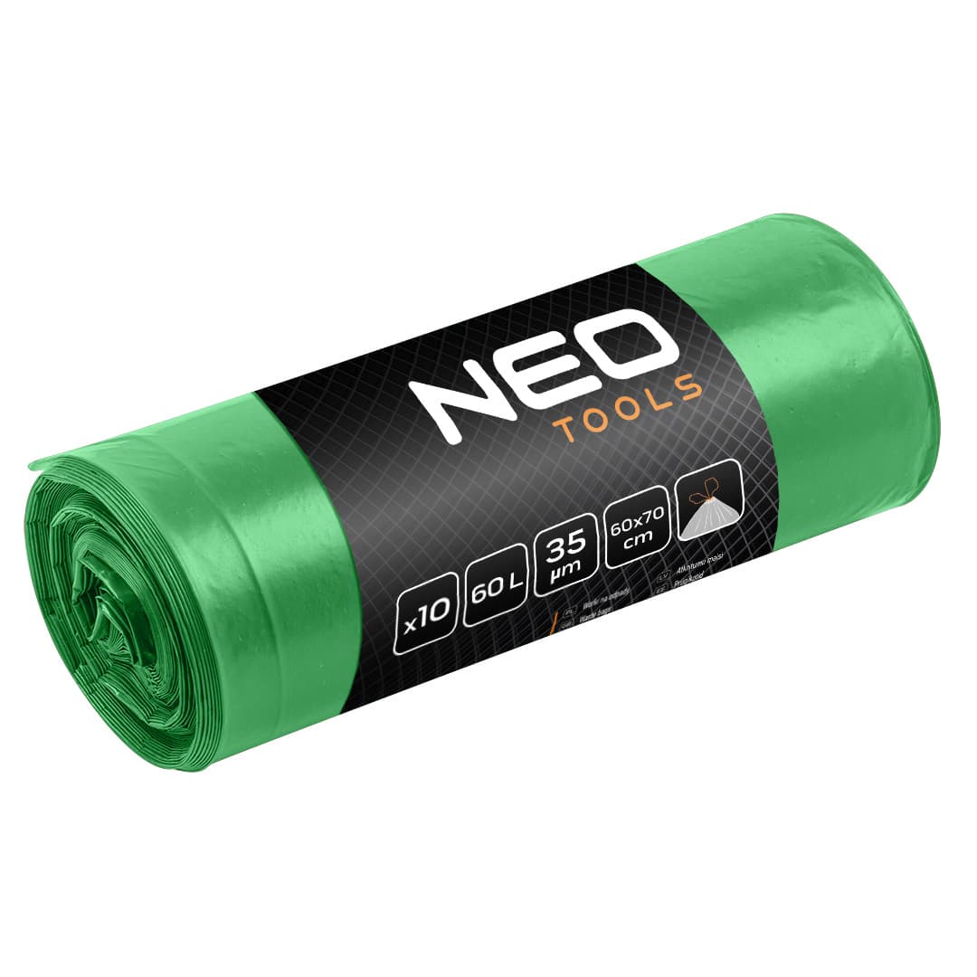 NEO TOOLS vrečke za smeti 60 L, zelene, 35 mic, 10 kos.