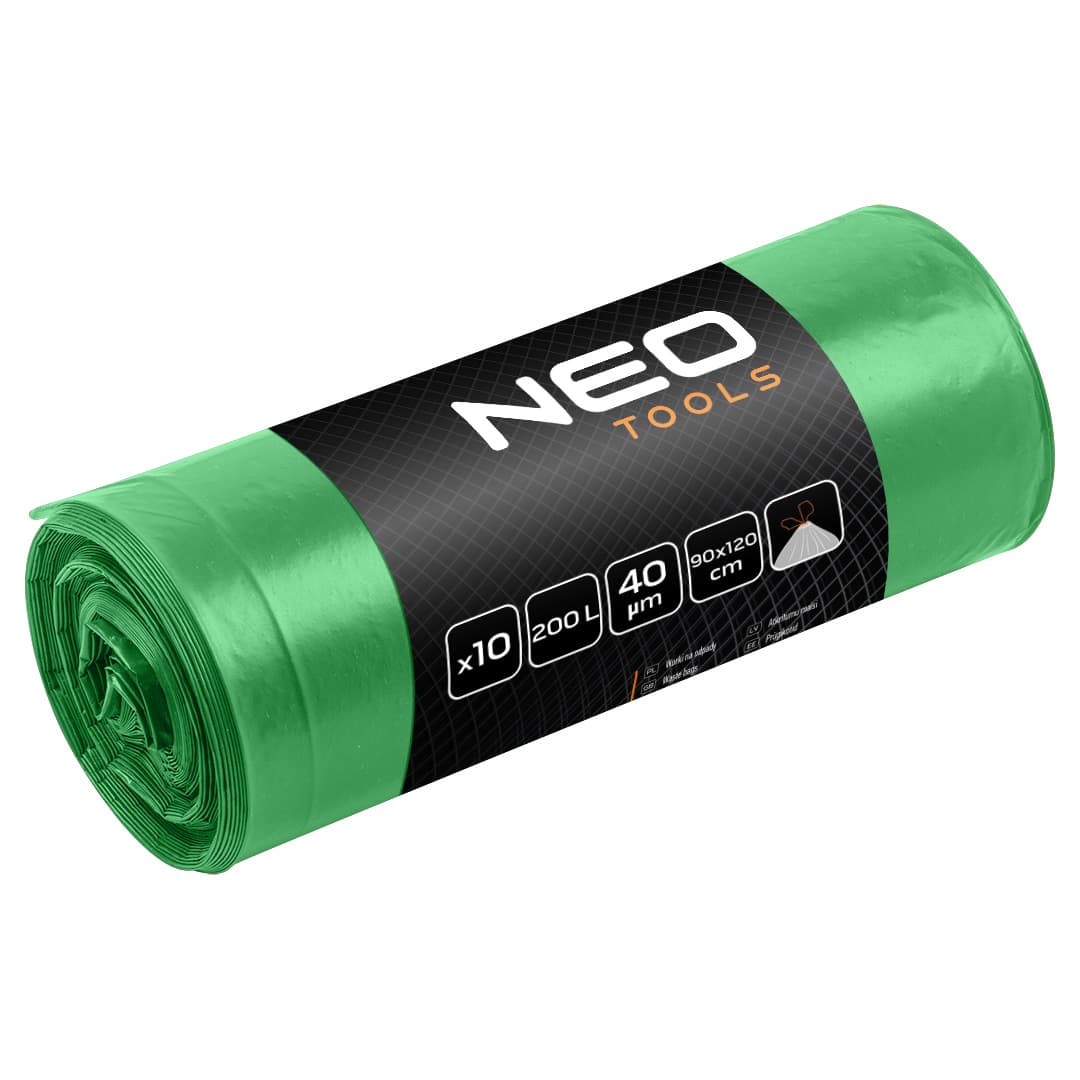 NEO TOOLS vrečke za smeti 200 L, zelene, 40 mic, 10 kos.