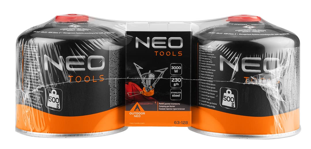 Plinski gorilnik NEO TOOLS 63-128 + 2 kartuši s plinom 500g 8