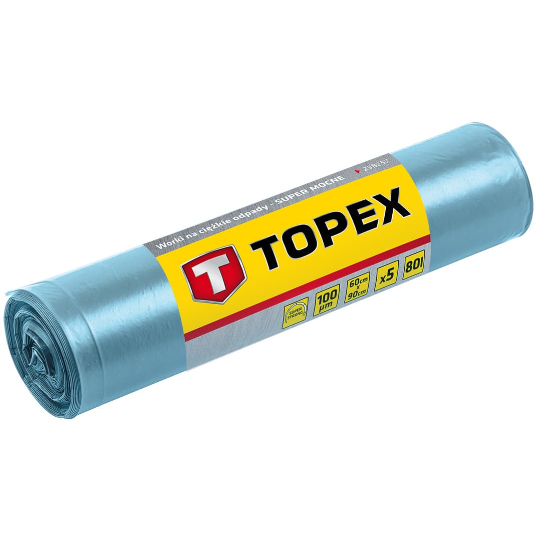 Vreče za težke odpadke TOPEX, 80 L, 100 mic, 5 kosov