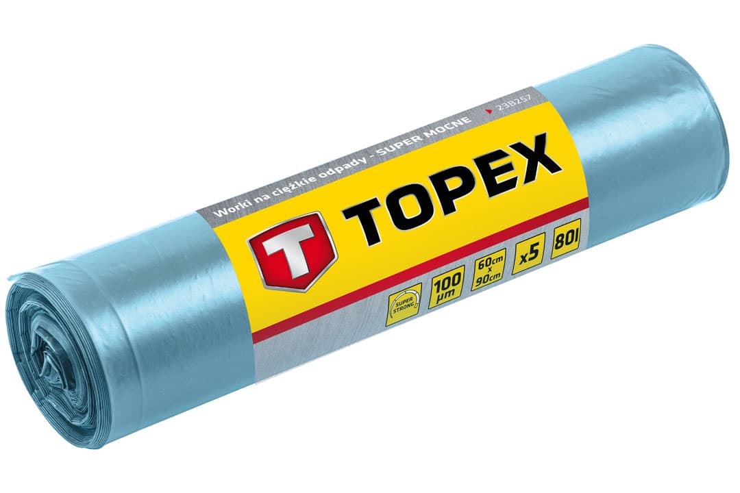 Vreče za težke odpadke TOPEX, 80 L, 100 mic, 5 kosov 2