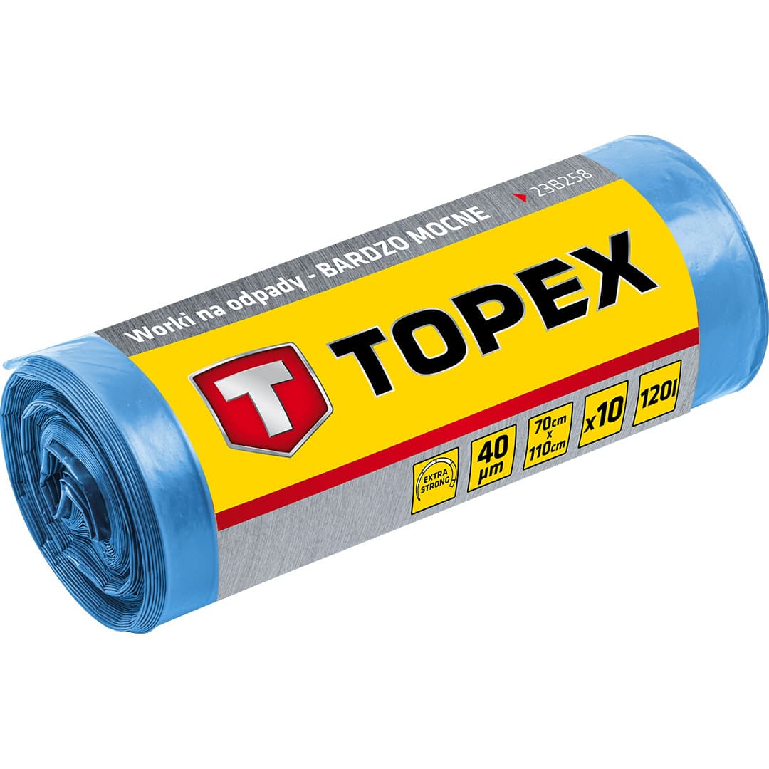 TOPEX Vreče za smeti 120 L, modre, 40 mikronov, 10 kosov
