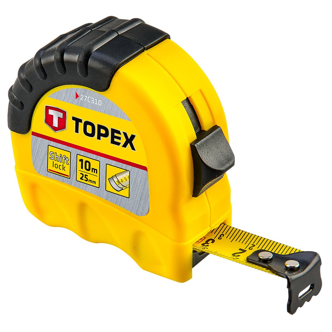 Merilni trak TOPEX, jekleni, 10 m x 25 mm