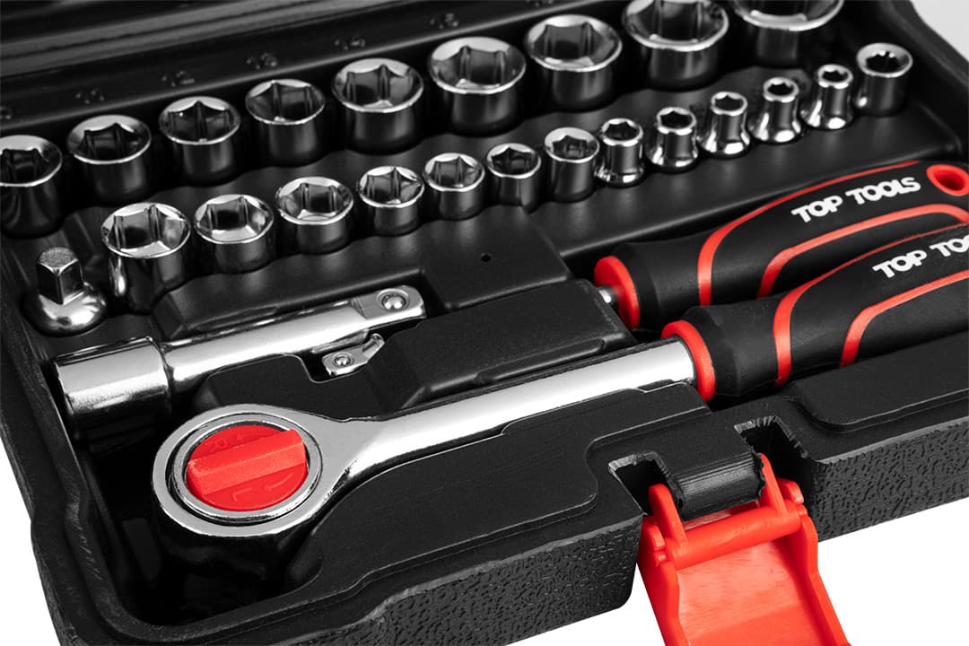 Komplet nasadnih ključev Top Tools 1/4", 3/8", 63 kosov 4