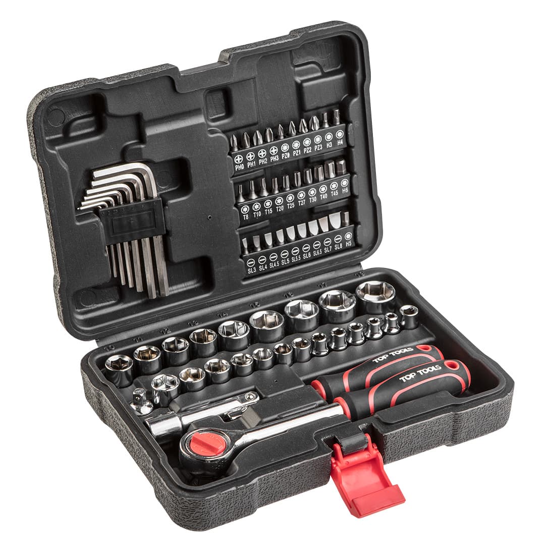 Komplet nasadnih ključev Top Tools 1/4", 3/8", 63 kosov