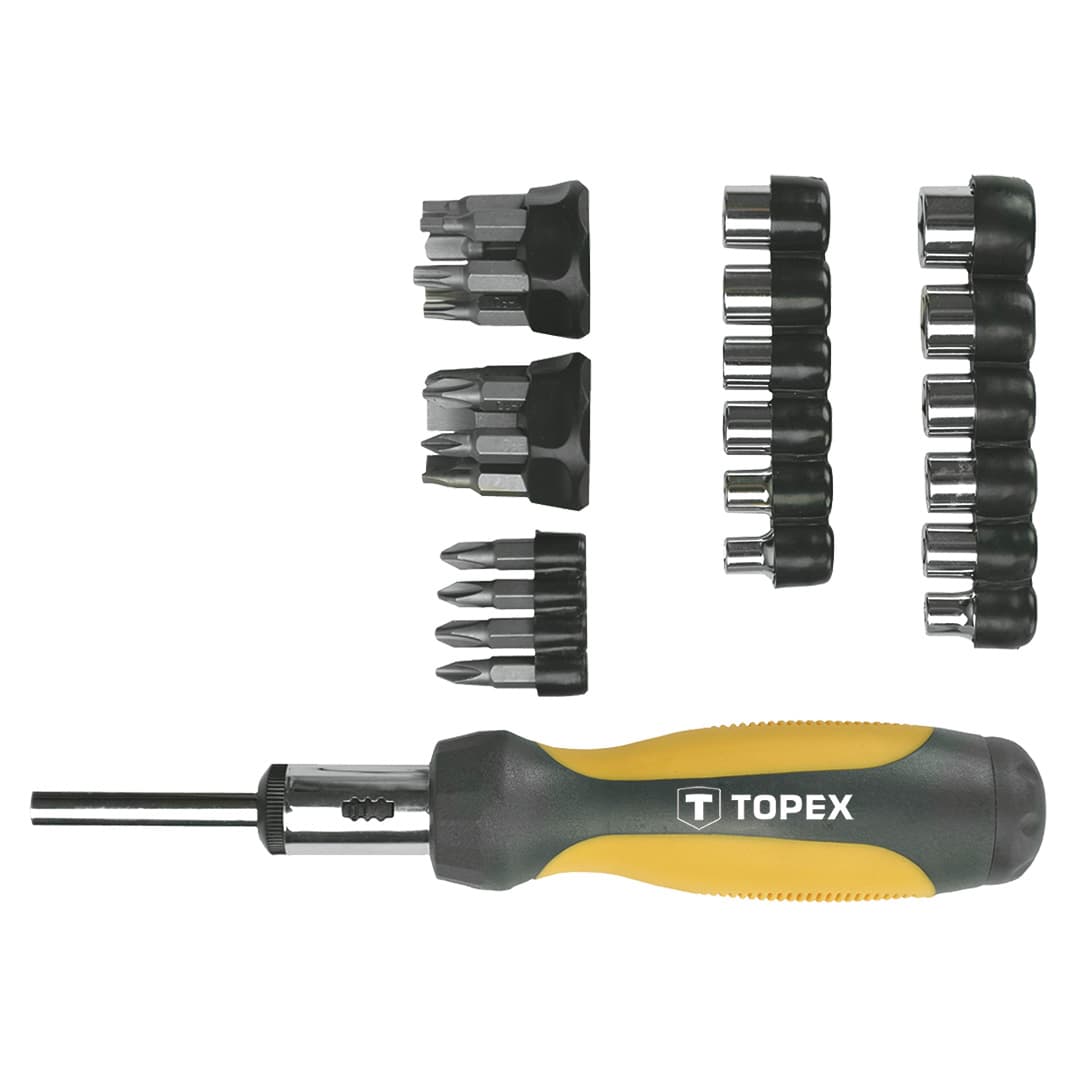 TOPEX komplet nastavkov in nasadk 29 kosov, 1/4"