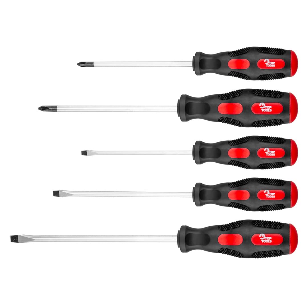 TOP Tools set 5 ploščatih in križnih izvijačev, CrV