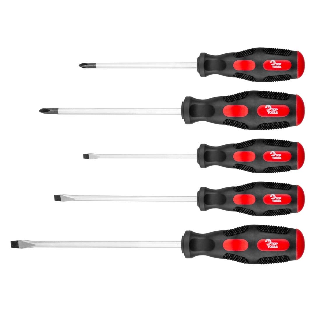 TOP Tools set 5 ploščatih in križnih izvijačev, CrV 2