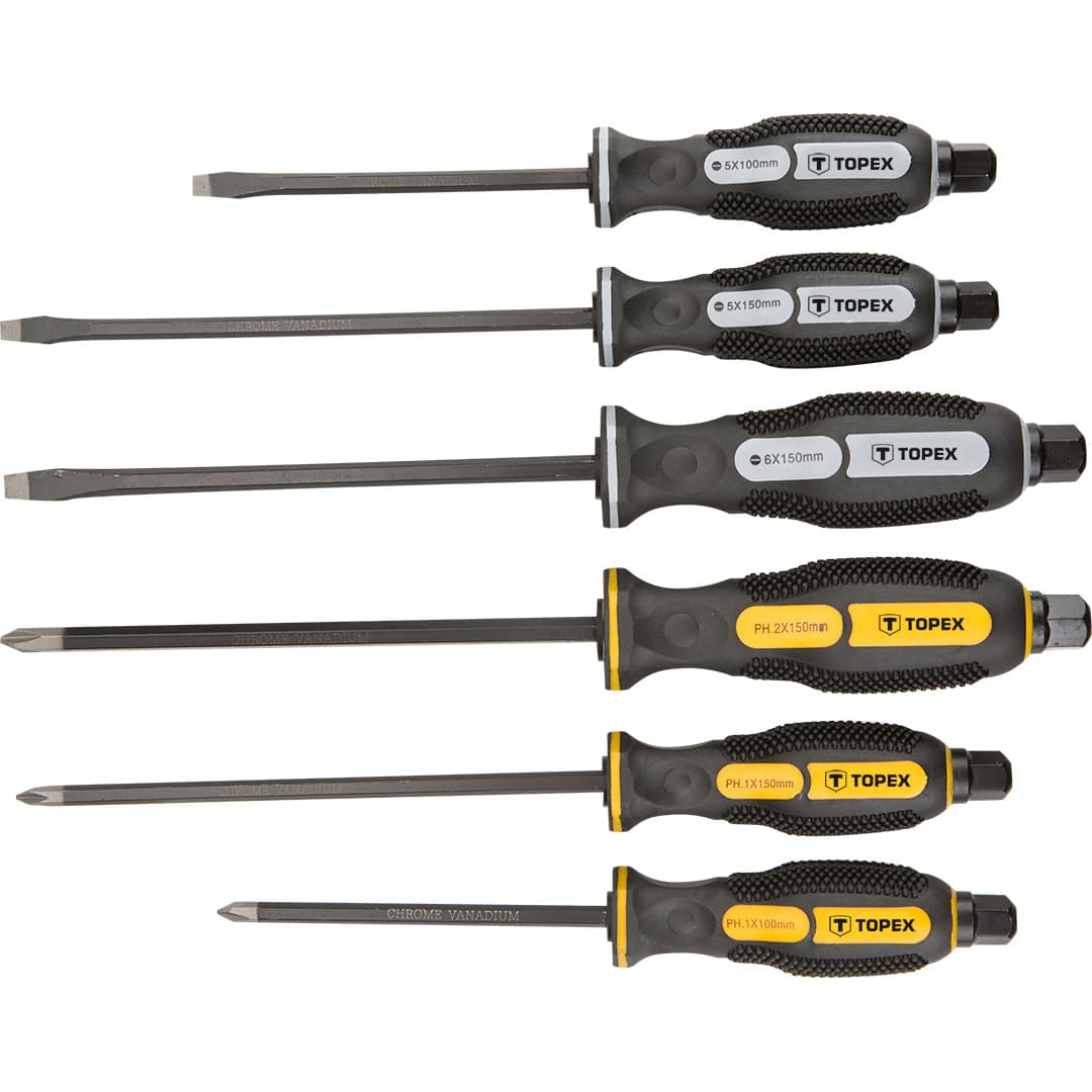 Izvijači za udarno dleto TOPEX, komplet 6 kosov