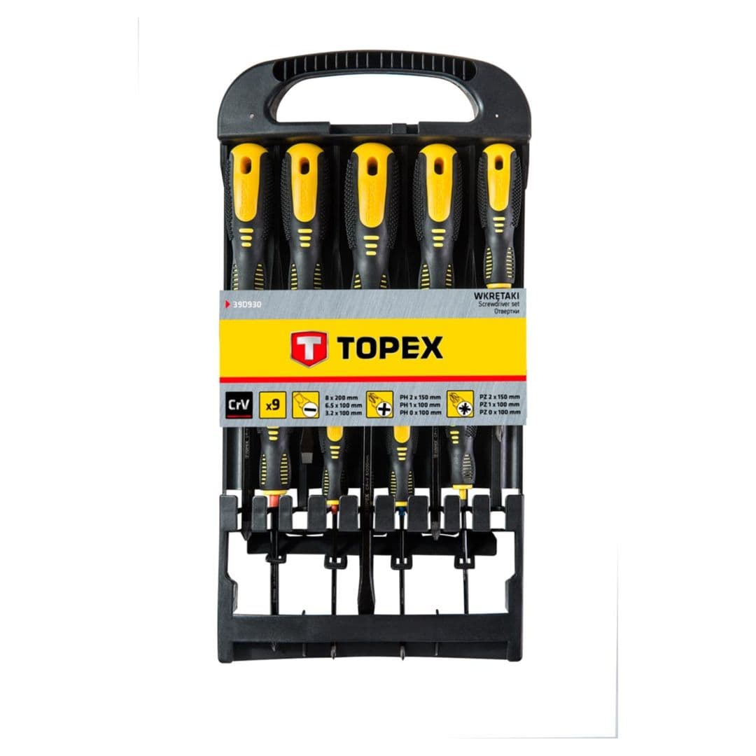 TOPEX Komplet 9-delnih vijačnikov in nastavkov, CRV jeklo 2
