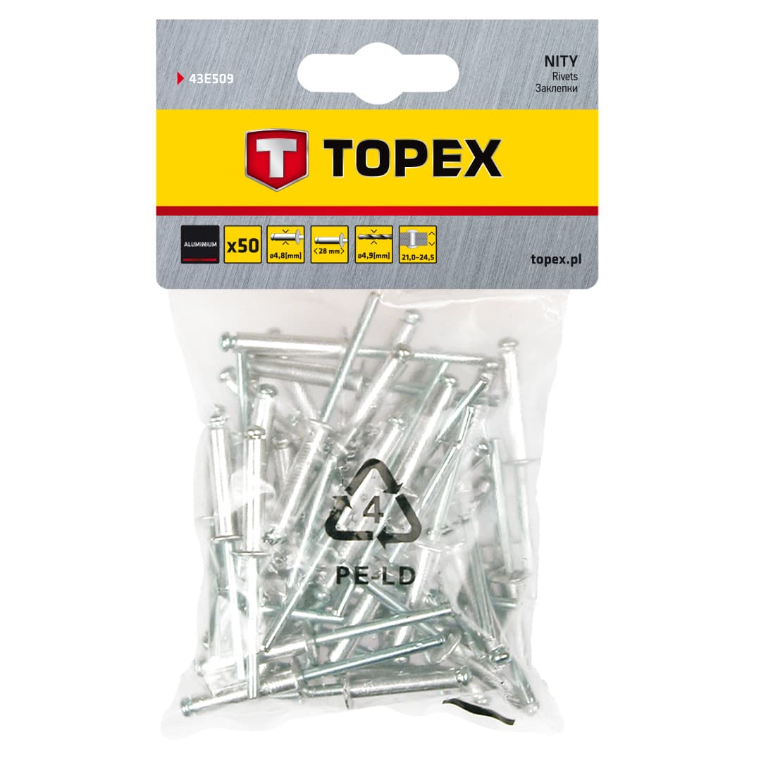 Aluminijasti nit TOPEX 4.8 x 28 mm, 50 kosov