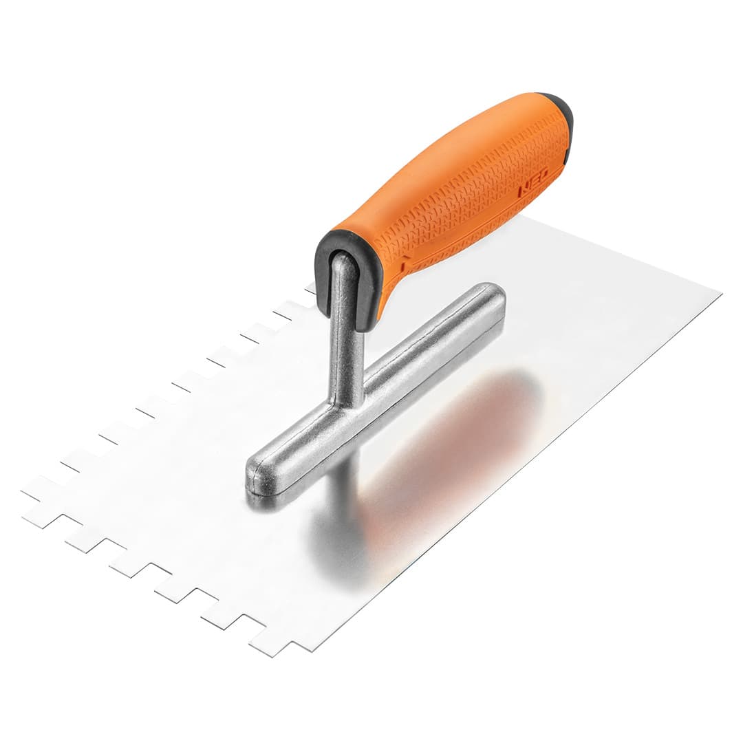Gladilka NEO TOOLS z zobmi, 270 x 128 mm, zob 10x10x10 mm, dvokompozitni ročaj
