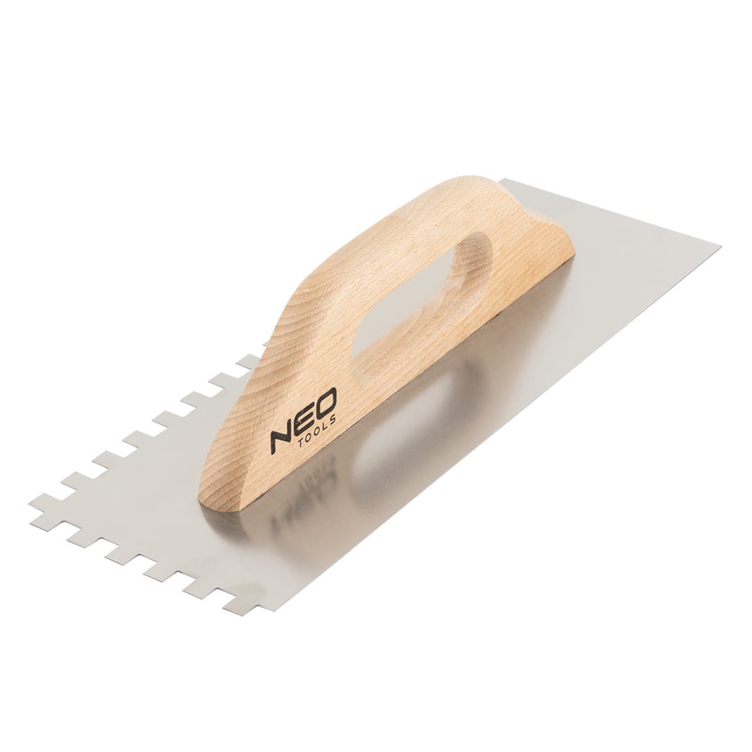 NEO TOOLS Zobčasta gladilka 480x128 mm, zoba 10 mm, lesen ročaj