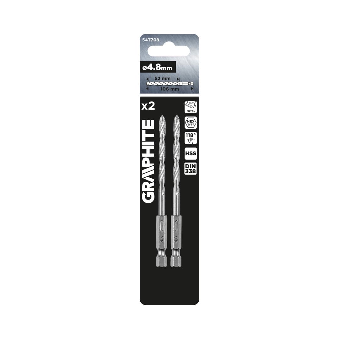 GRAPHITE sveder za kovino Hex, 4.8 mm, 2 kos. 2