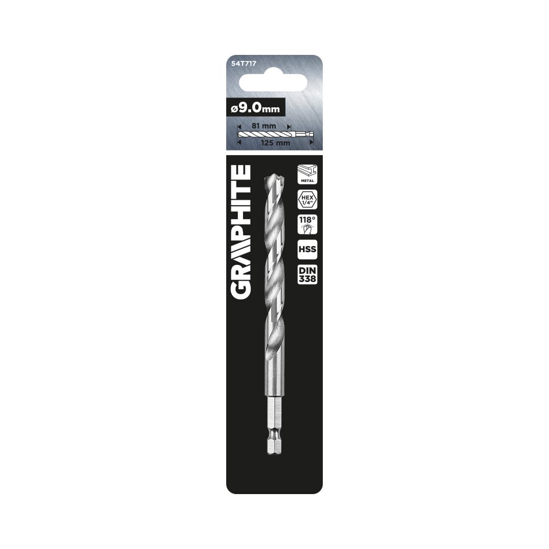 Sveder za kovino GRAPHITE Hex, 9.0 mm 2