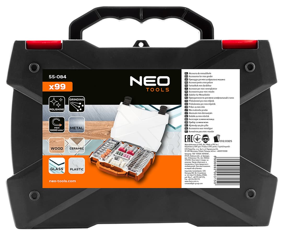 NEO TOOLS Pribor za minibrusilko, set 99 kosov 6