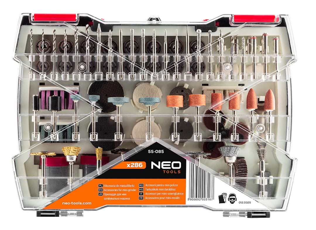 NEO TOOLS Pribor za minibrusilko, set 286 kosov 3