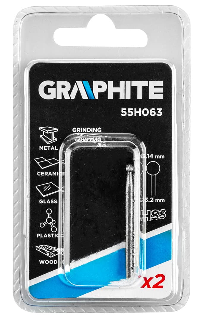 Frez HSS GRAPHITE krogla, 3,14 mm, trz. 3,2 mm, 2 kosa 2