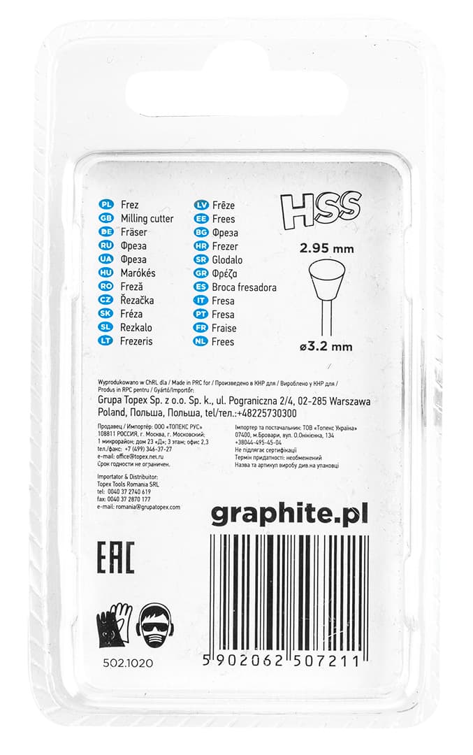 Frez HSS GRAPHITE trapez, 2,95 mm, trz. 3,2 mm, 2 kosa 3