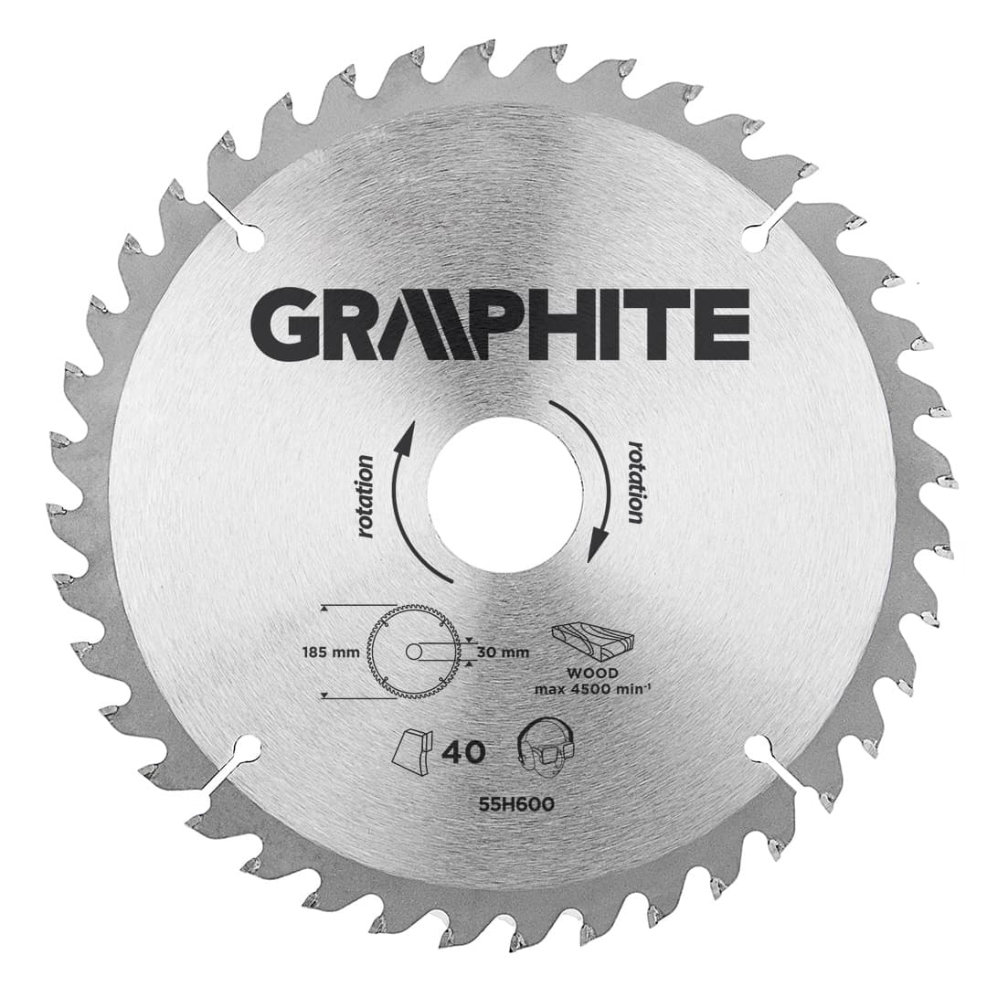 GRAPHITE rezilna plošča za krožne žage, 185x30mm, 40 zob