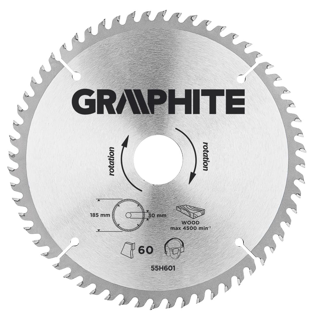 GRAPHITE Krožna žaga list, 185 x 30 mm, 60 zob, za les