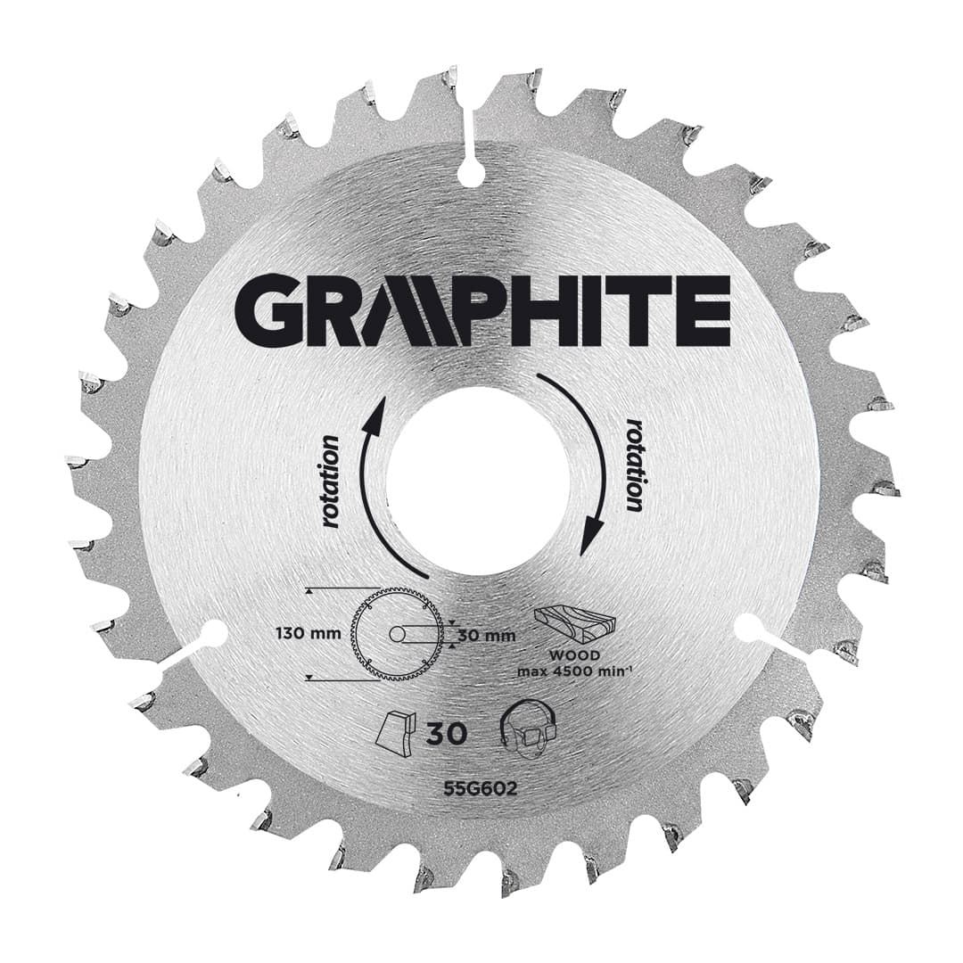 GRAPHITE Krožna žaga list, 130 x 30 mm, 30 zob, za les