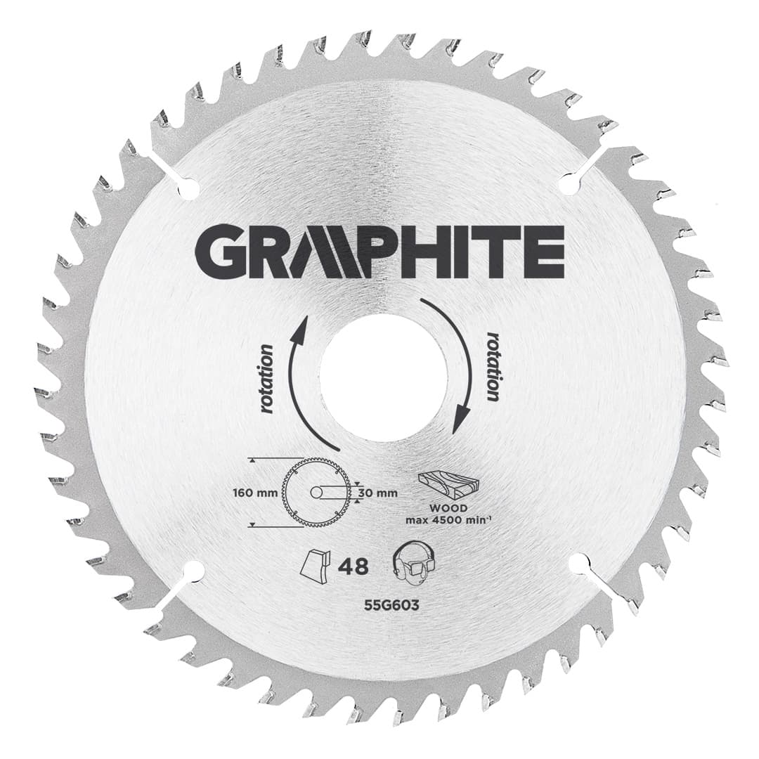 GRAPHITE Krožna žaga list, 160 x 30 mm, 48 zob, za les
