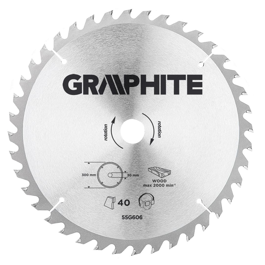 GRAPHITE Krožna žaga list, 300 x 30 mm, 40 zob, za les