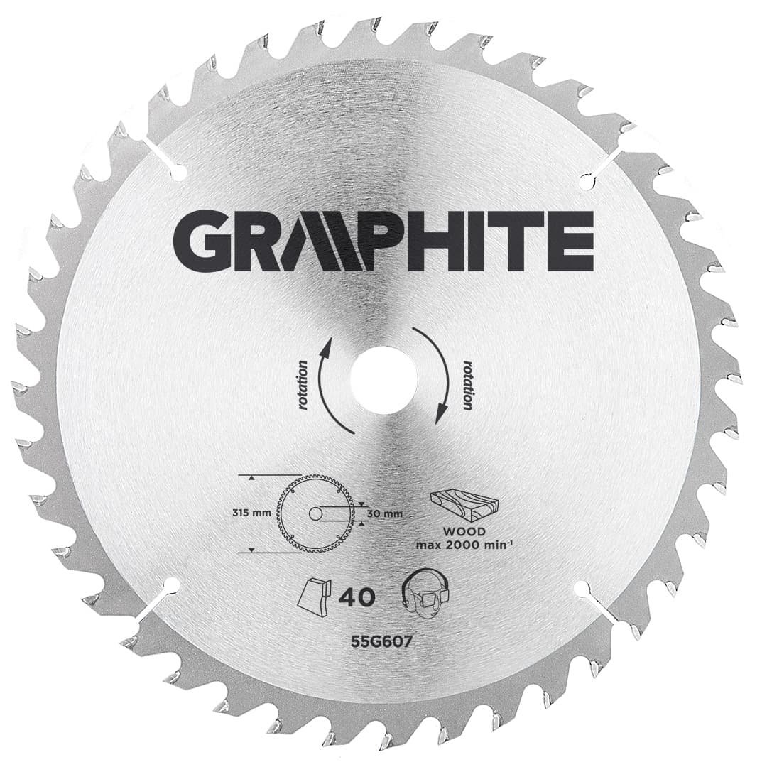 GRAPHITE Krožna žaga list, 315 x 30 mm, 40 zob, za les