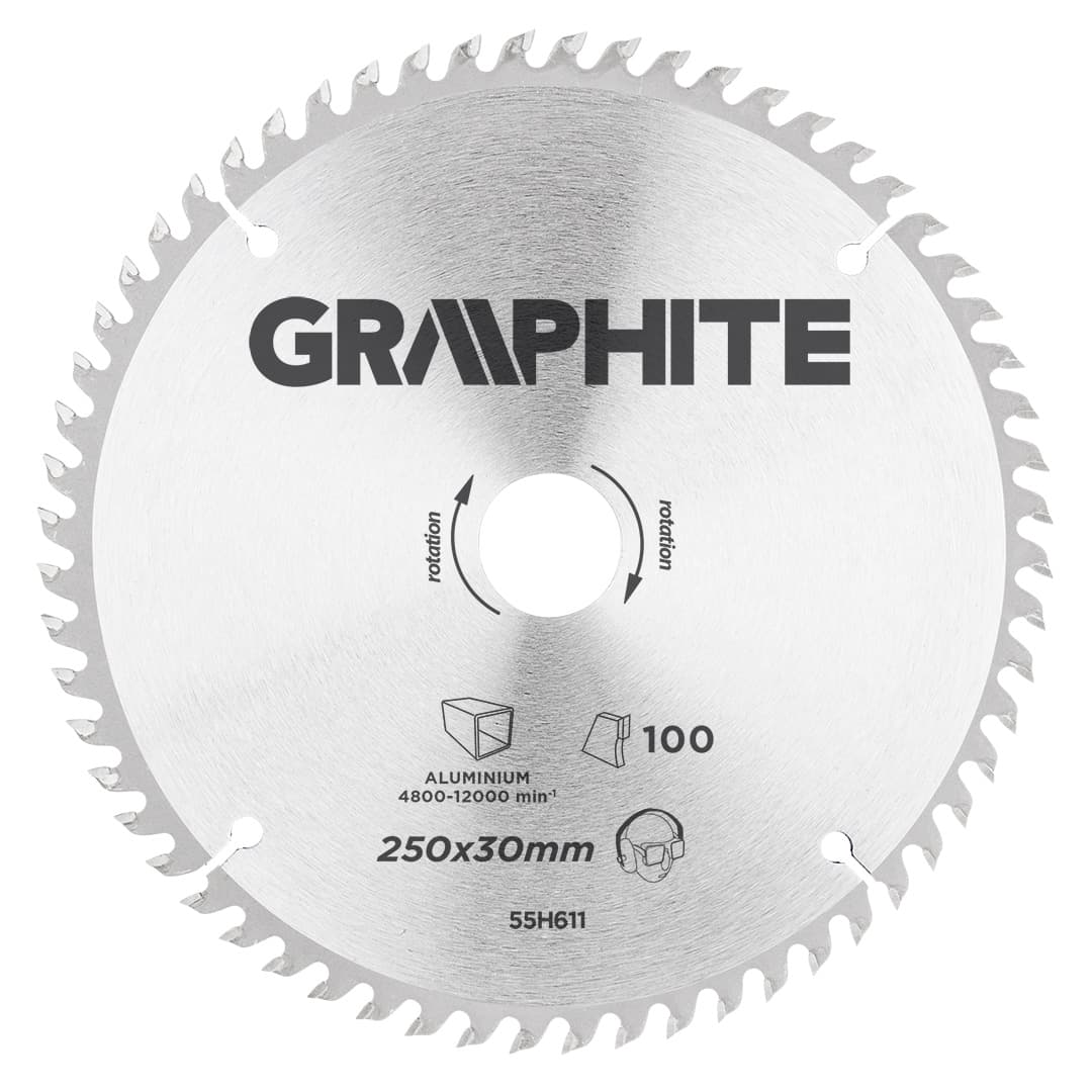 GRAPHITE Krožna žaga list za aluminij, 250 x 30 mm, 100 zob