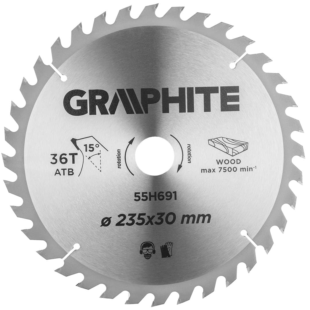 GRAPHITE Krožna žaga list, 235 x 30 mm, 36 zob