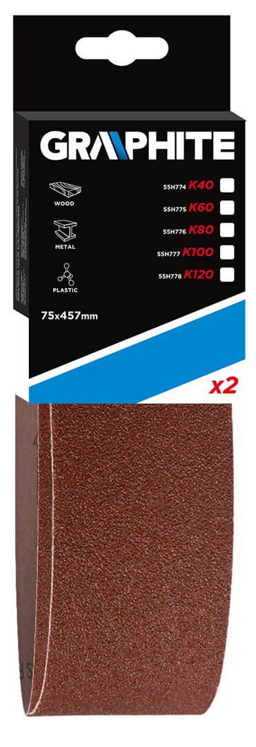 GRAPHITE brusni trakovi 75 x 457 mm, K40, 2 kos 3