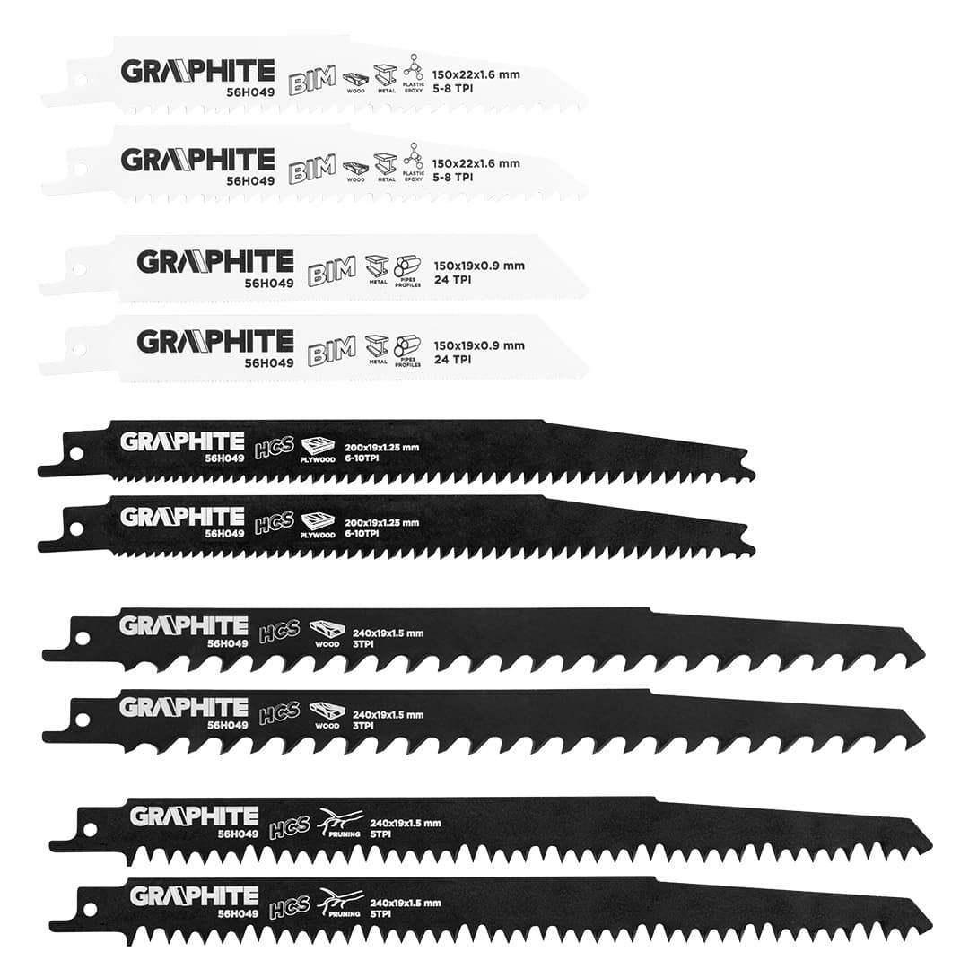 GRAPHITE Set 10 br in listov za sabljasto žago, HCS/BIM