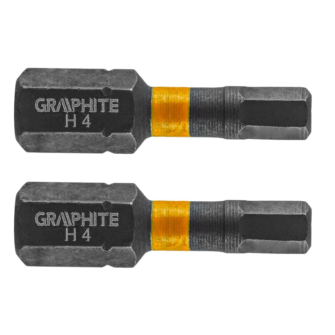GRAPHITE udarni bit HEX4 x 25 mm, 2 kom