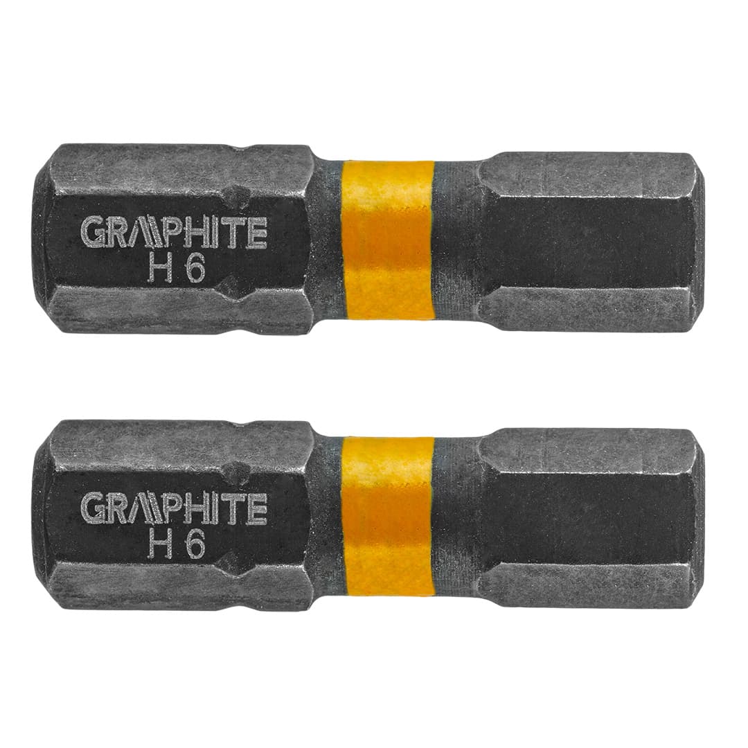 GRAPHITE udarni bit HEX6 x 25 mm, 2 kom