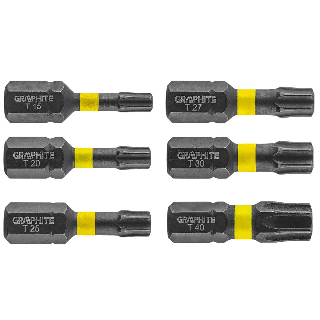 Graphite udarni bita TX10/15/20/25/30/40 x 25 mm, 6 kom.