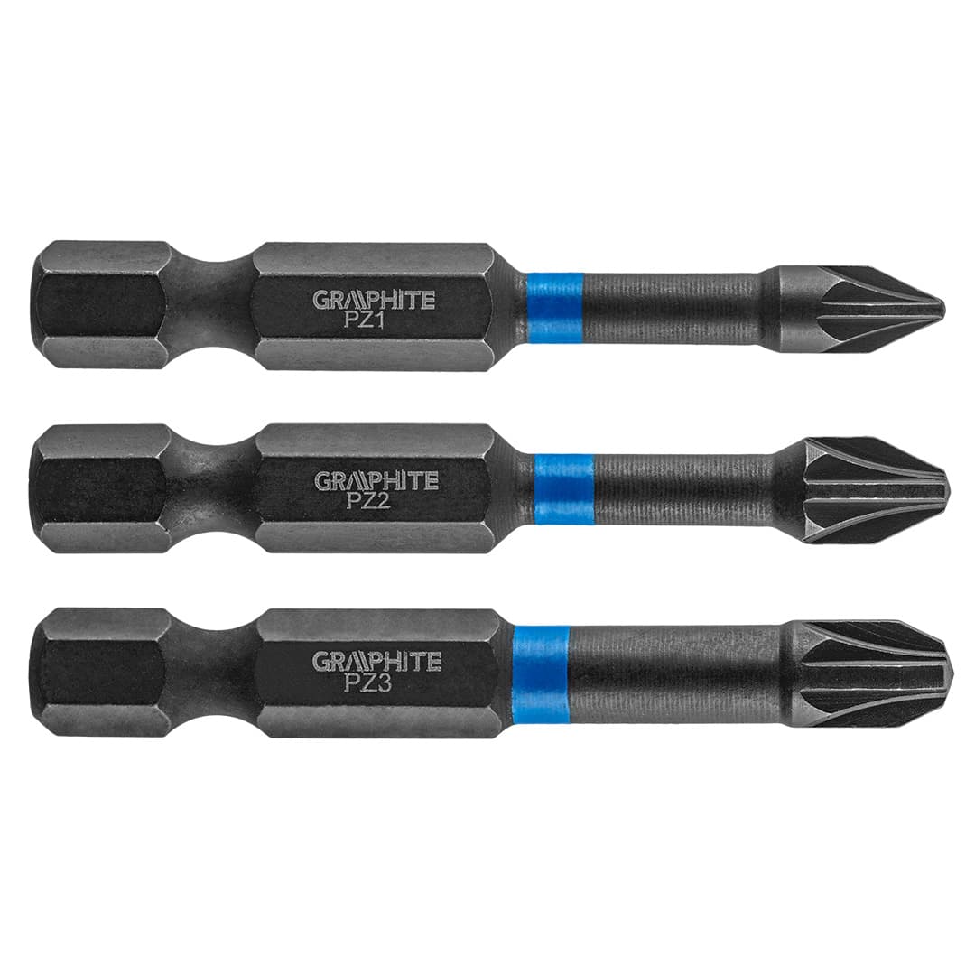 Graphite udarni bita PZ1/2/3 x 50 mm, 3 kom.