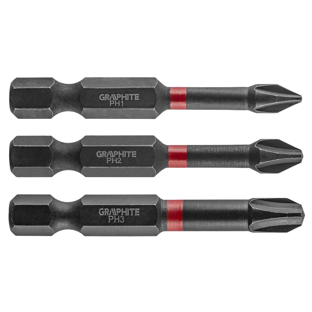 Graphite udarni bita PH1/2/3 x 50 mm, 3 kom.