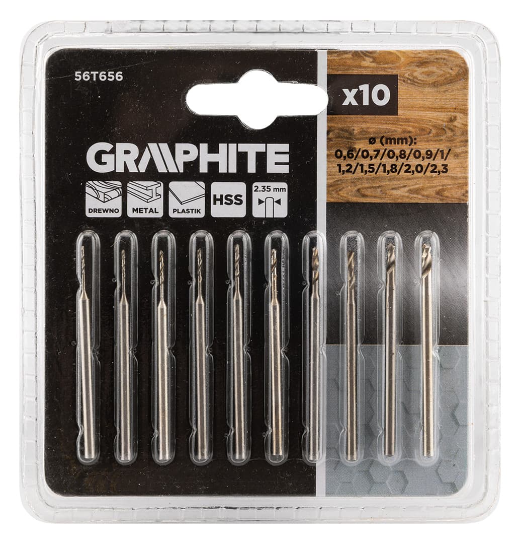 GRAPHITE Set svedrov za mini brusilko, 10 kos. 2
