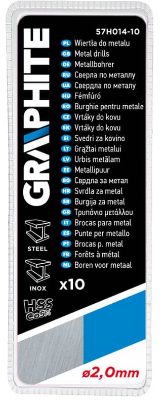 Svedri za kovino GRAPHITE HSS-Co 2 mm, 10 kos 3