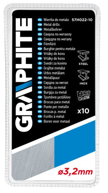 Svedri za kovino GRAPHITE HSS-Co 3.2 mm, 10 kos. 3