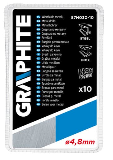 Svedri za kovino GRAPHITE HSS-Co 4.8 mm, 10 kos 3