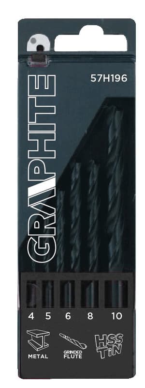 Svedra za kovino GRAPHITE HSS-TiN, 4-10 mm, 5 kosov 2
