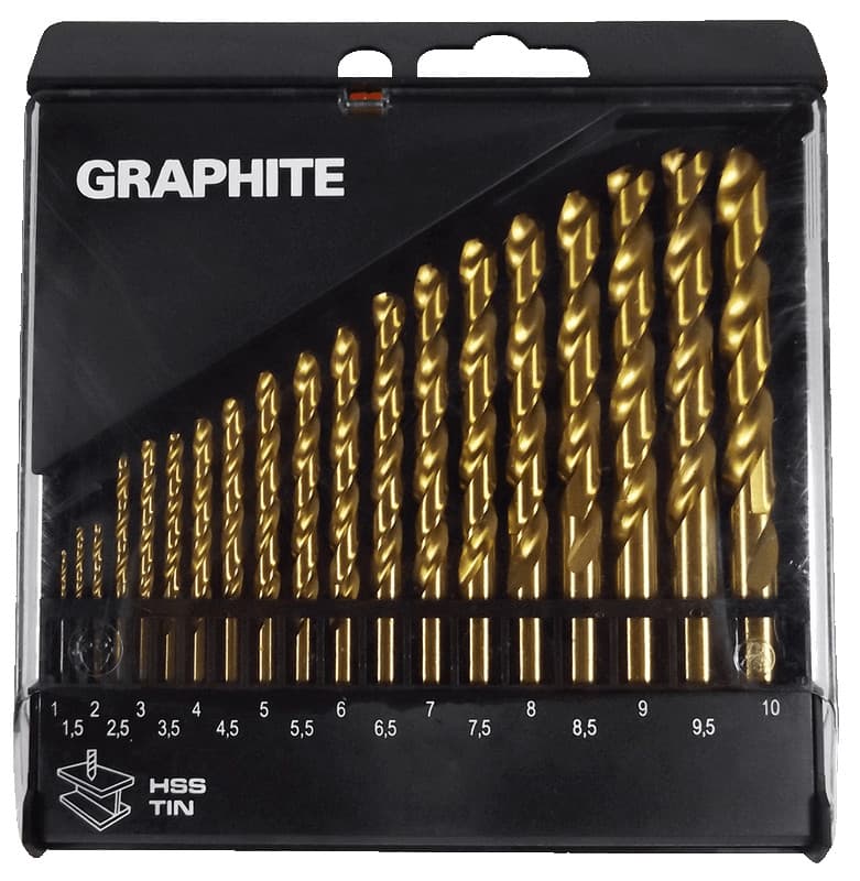 Vrtalnik za kovino HSS-TiN GRAPHITE, 1.0-10.0 mm, 19 kosov 2