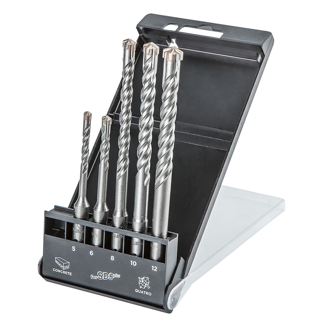 GRAPHITE Set svedrov SDS Plus "Quatro" za beton, 5 kosov