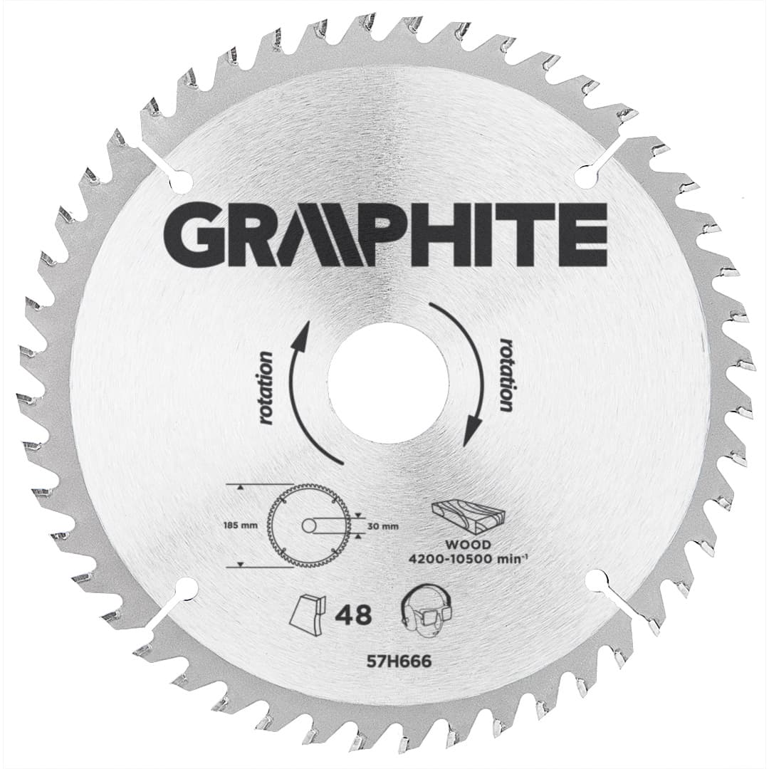 List krožne žage GRAPHITE, vidia, 185 x 30 mm, 48 zob