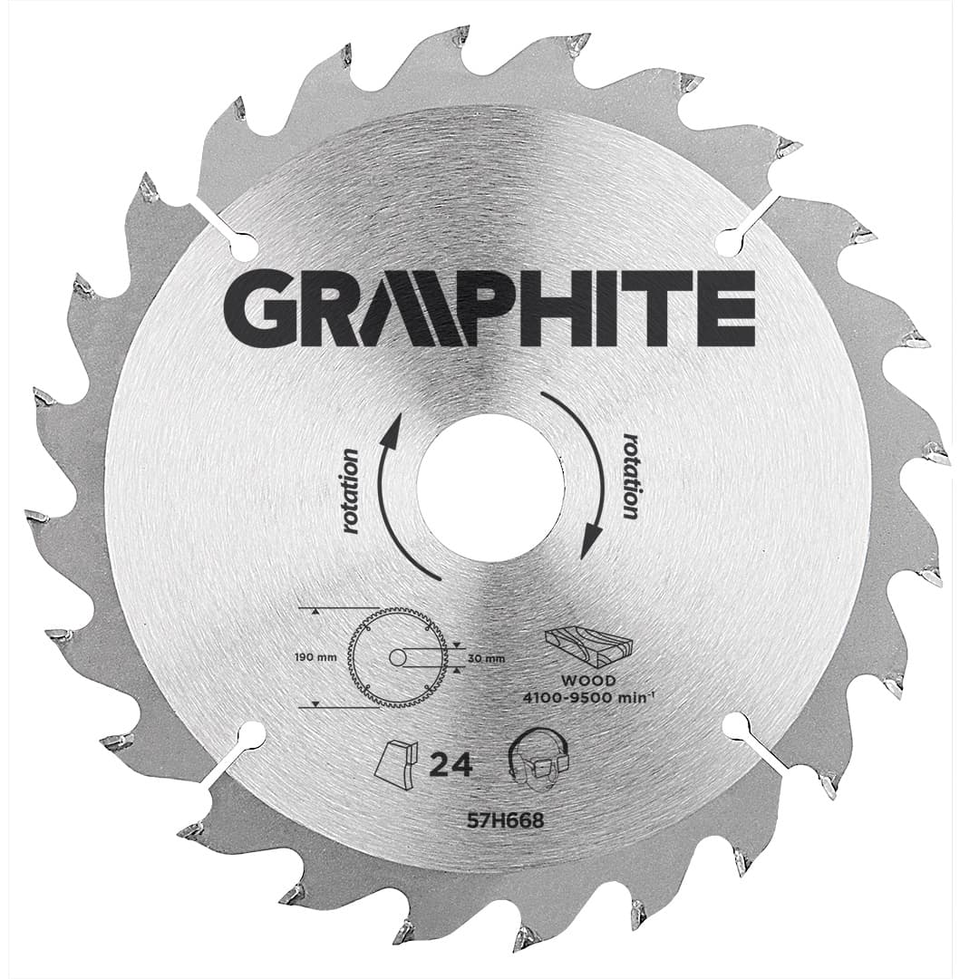 List krožne žage GRAPHITE, vidia, 190 x 30 mm, 24 zob