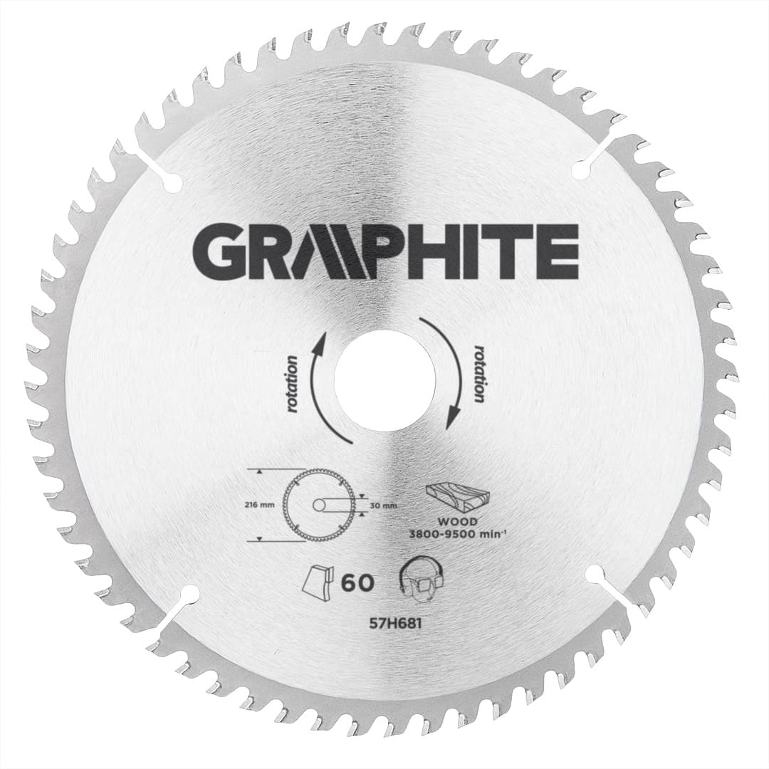 GRAPHITE Žaga krožna, vidia, 216 x 30 mm, 60 zob
