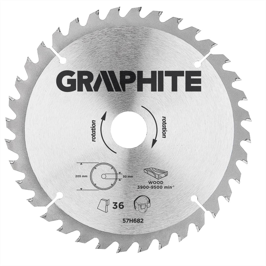 GRAPHITE krožna žaga z gibkimi rezili, 205 x 20 mm, 36 z